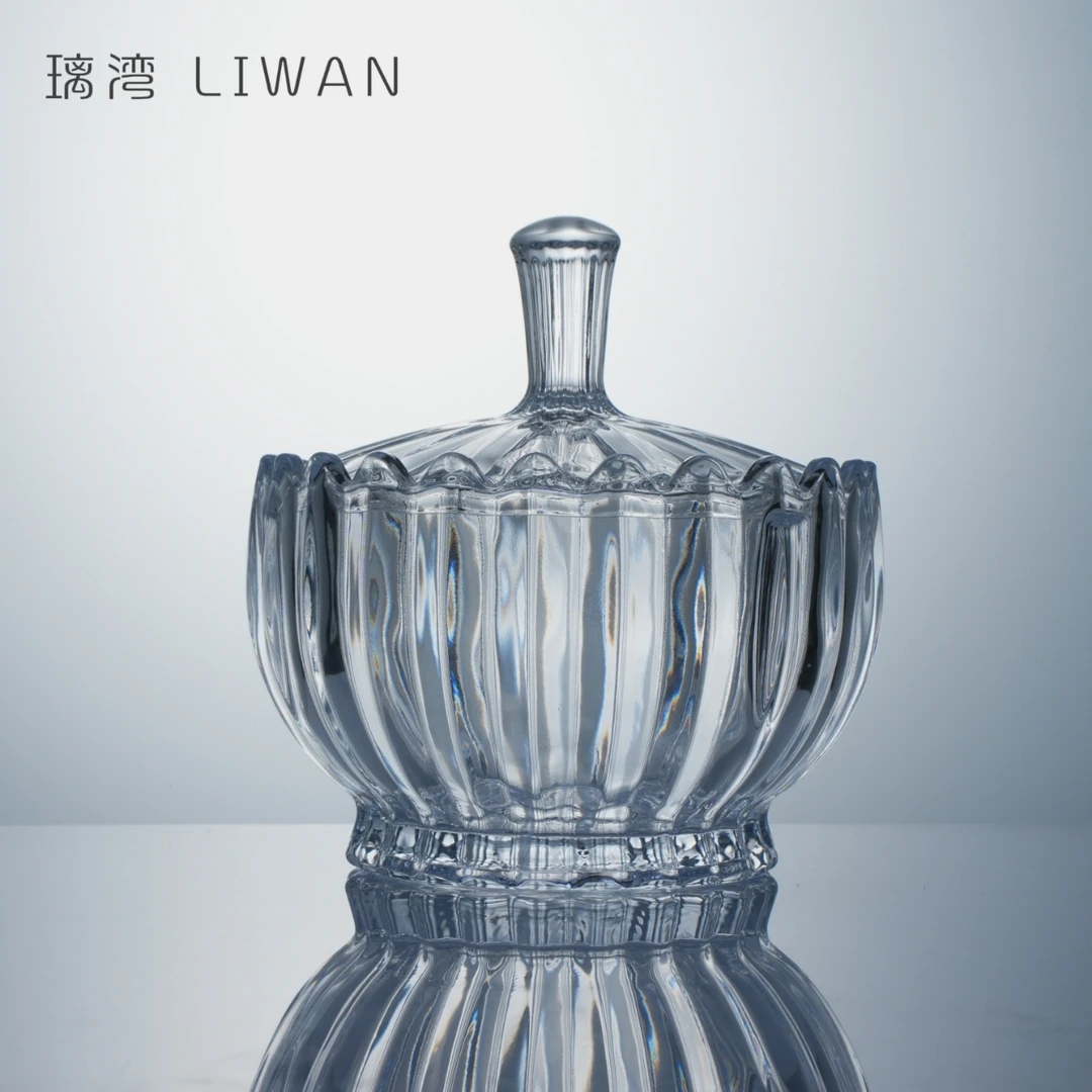 璃湾 LIWAN 法式剑纹大容量无铅水晶玻璃糖果罐 果篮 储物罐