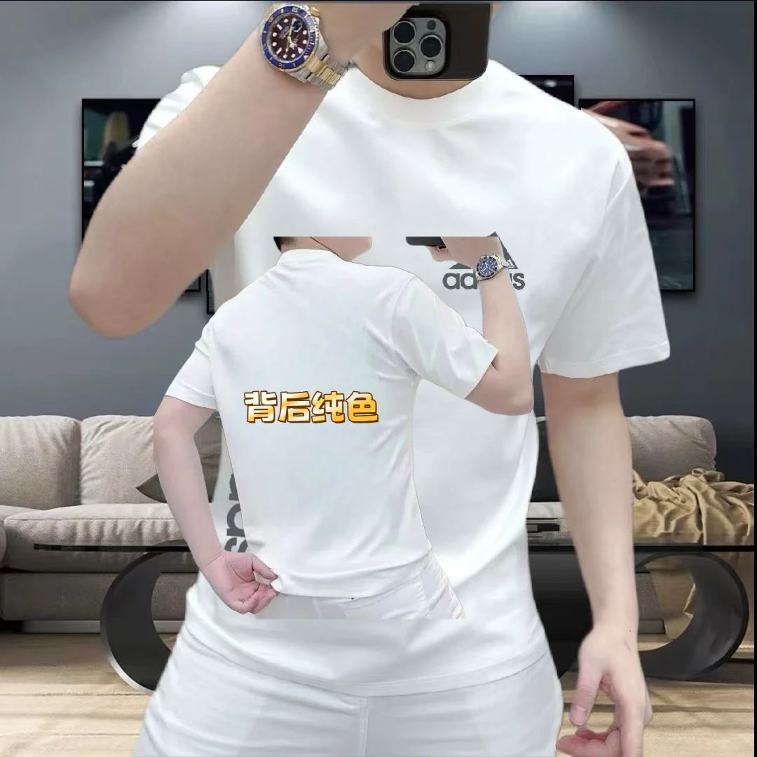 2025夏季新款短袖男T恤潮流印花纯棉半袖上衣服圆领休闲打底衫