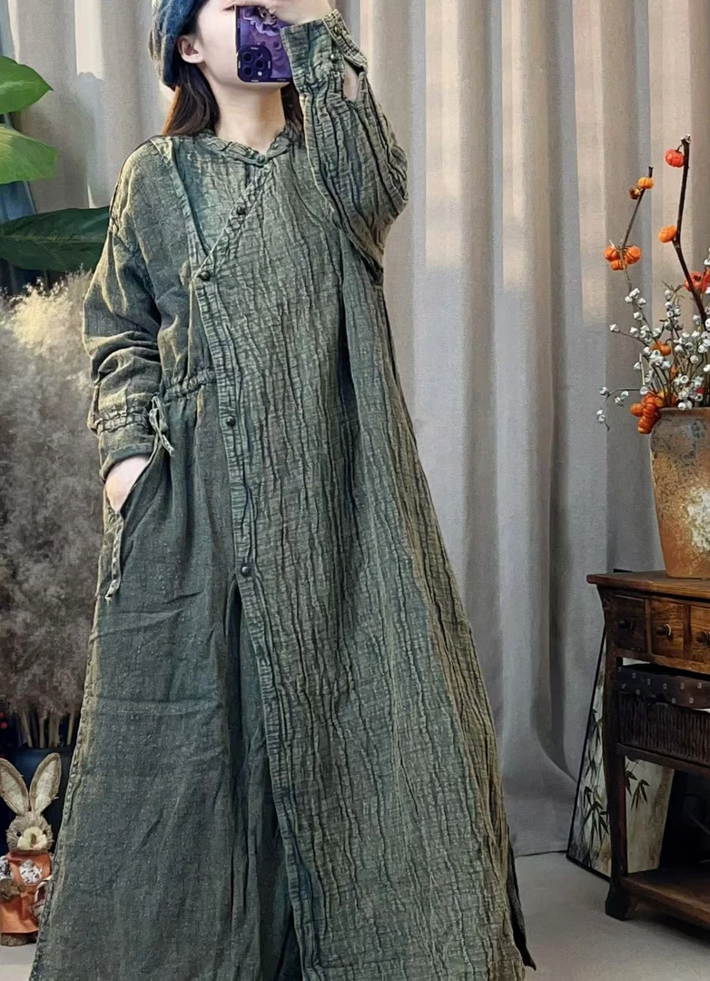 MSE高订款斜襟盘扣雨露麻袍子（衣长120胸围140）