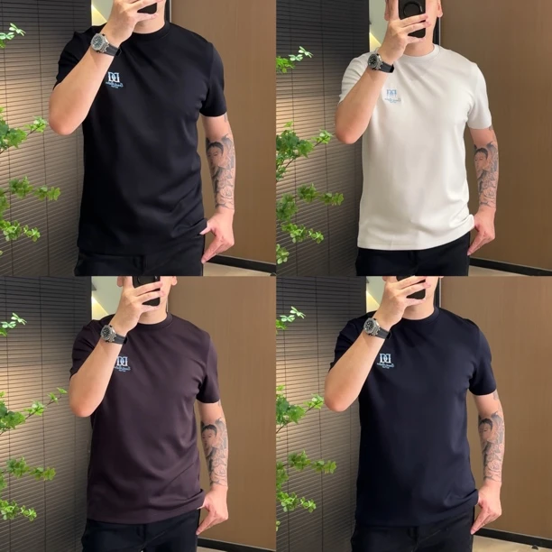 GY7658男士新款舒适百搭时尚刺绣小标厚半袖