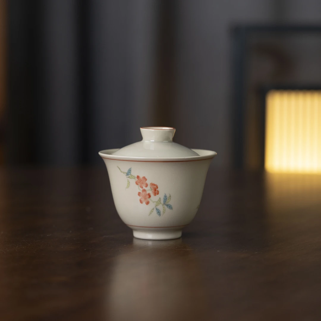 团花盖碗130cc 家用茶周边