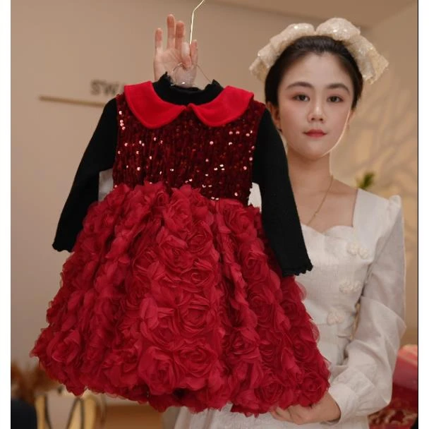 （现货）【Y.r1224】新款女宝洋气长袖拜年服气质女童中国风公主裙