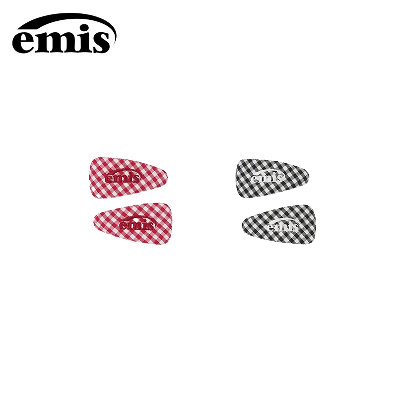 韩国emis发夹方格格子字母刺绣发夹边夹头饰刘海bb夹