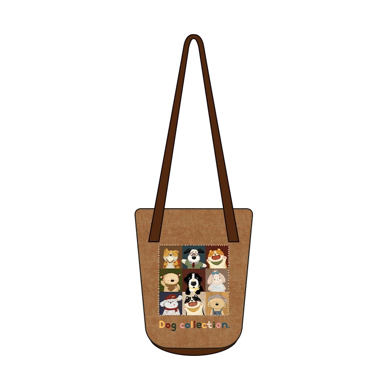 插画师新款原创狗狗合集细肩带水桶包通勤大容量单肩斜跨Y