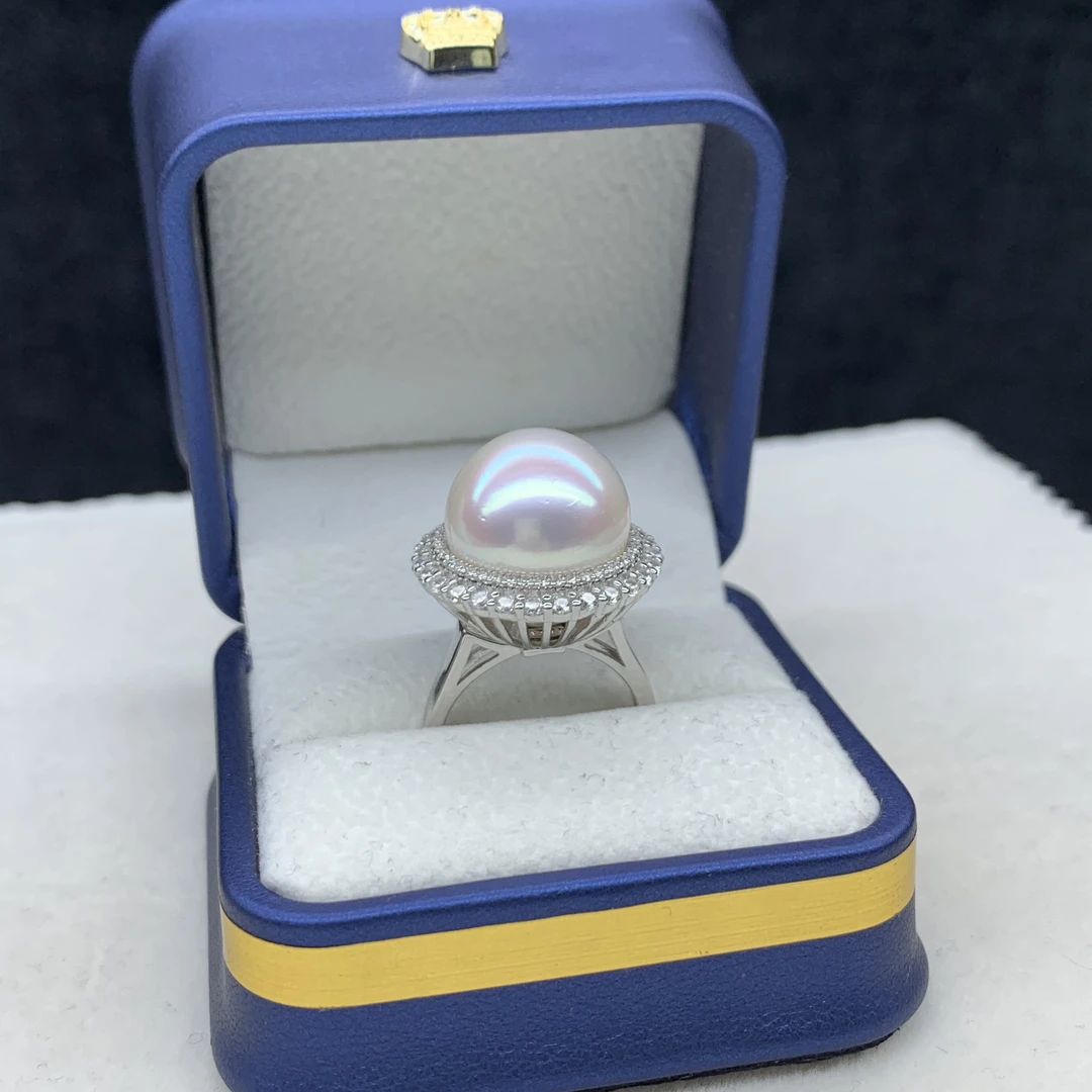 海水澳白珍珠戒指15mm镶嵌银 戒指吊坠两用款 实用性强 值得拥有