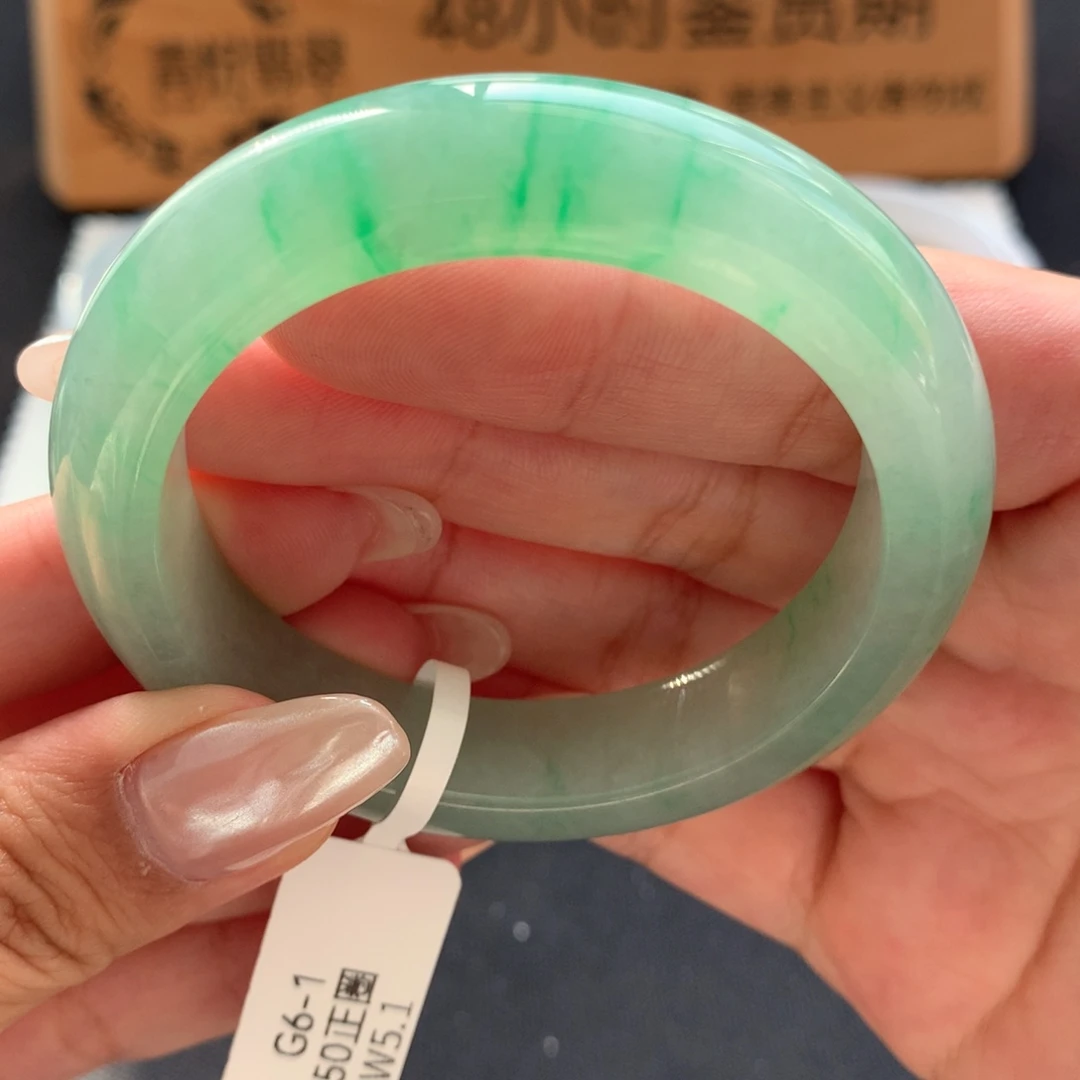 翡翠未镶嵌手镯50正圈金丝翠