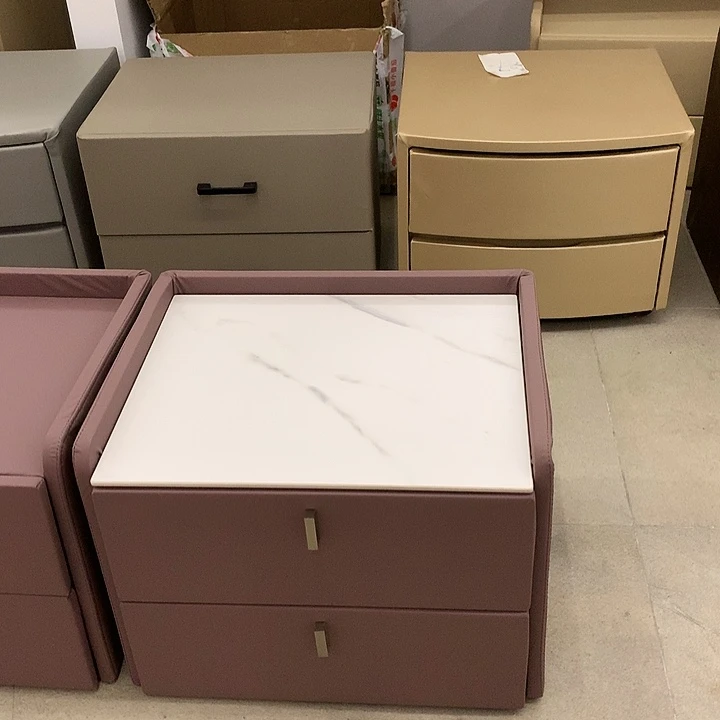 白蜡木紫色床头柜