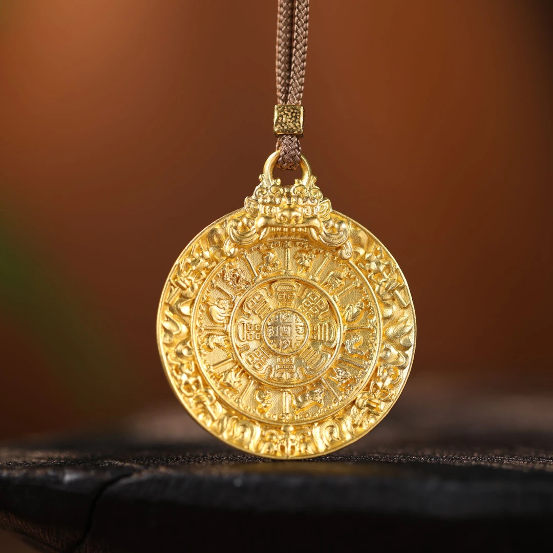 【嘉一昭愿】足金九宫八卦原创首发实心大金饼重金重工吊坠