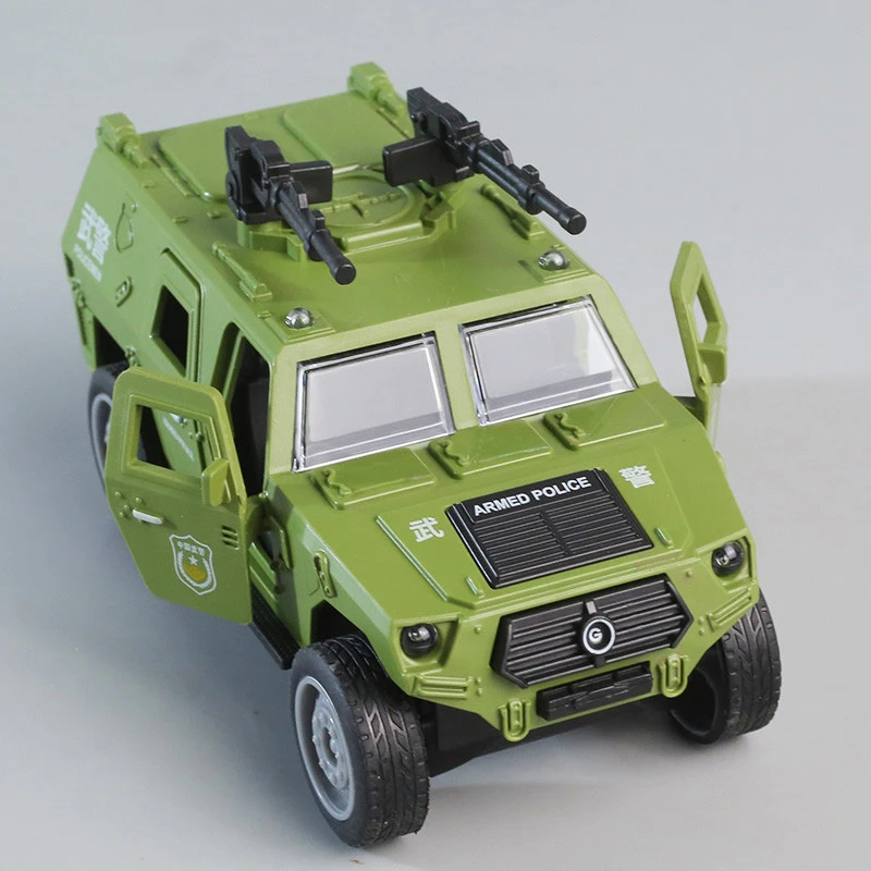儿童惯性军事装甲车模型三开门玩具车警车男孩宝宝耐摔小汽车礼物