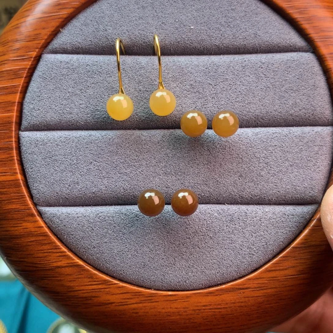 和田玉颈饰银S925镶嵌2****.三对耳钉