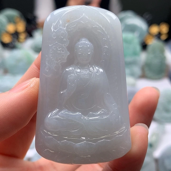 翡翠未镶嵌颈饰阿尼陀佛卡厚12+