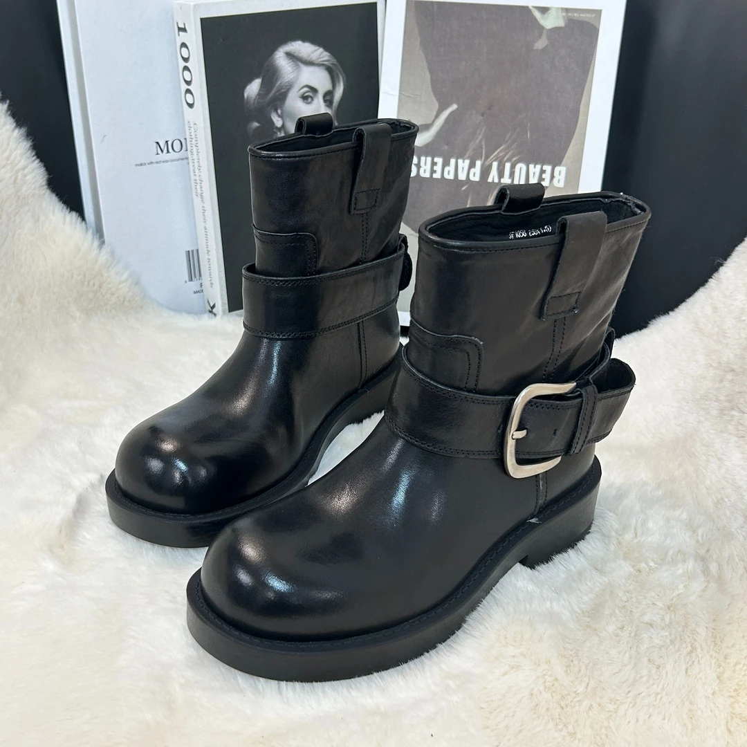 陈老板-马皮3公分/轻奢经典百搭方头短靴女鞋时尚秋冬靴子1058