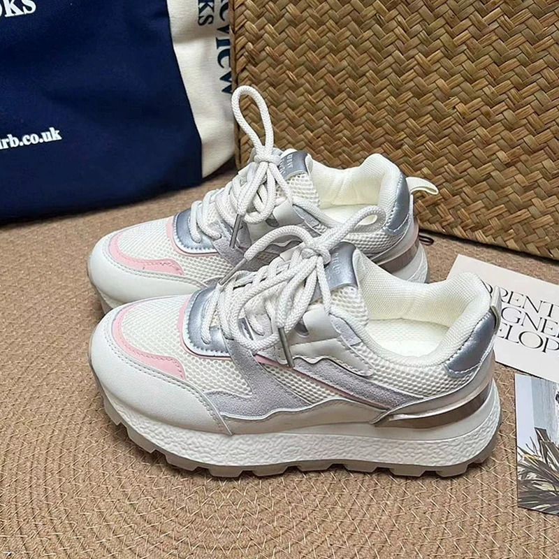 N1510米色小众复古阿甘鞋女新款夏季老爹鞋轻便透气休闲运动鞋