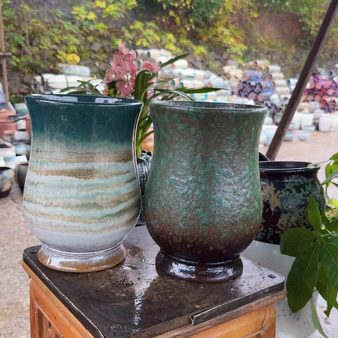 紫砂花盆口17高25（两个颜色葫芦颜色