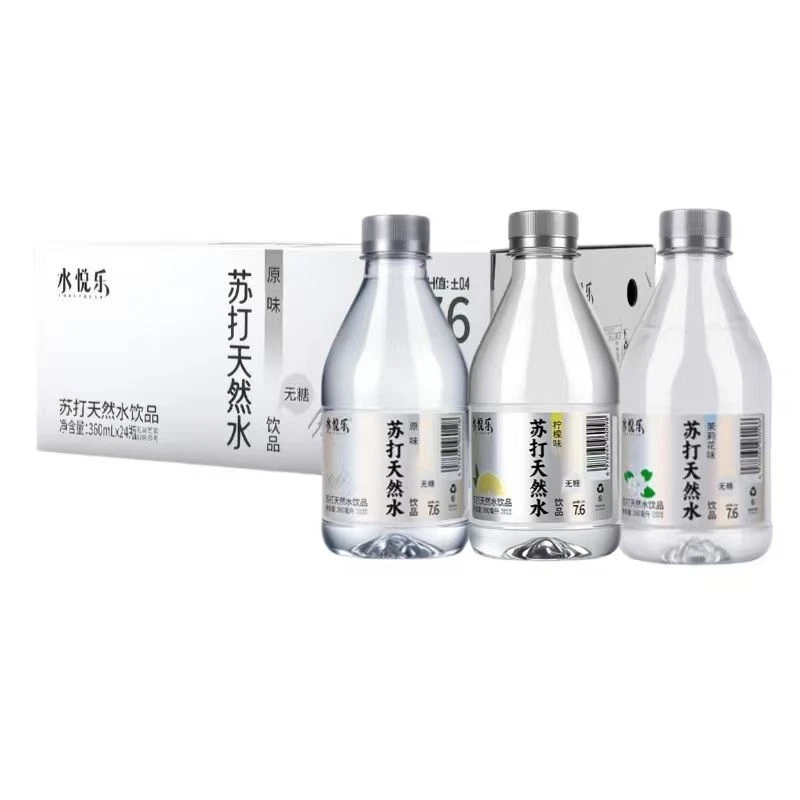 水悦乐无汽苏打水饮料弱碱原味柠檬茉莉花味360ml*24瓶整箱