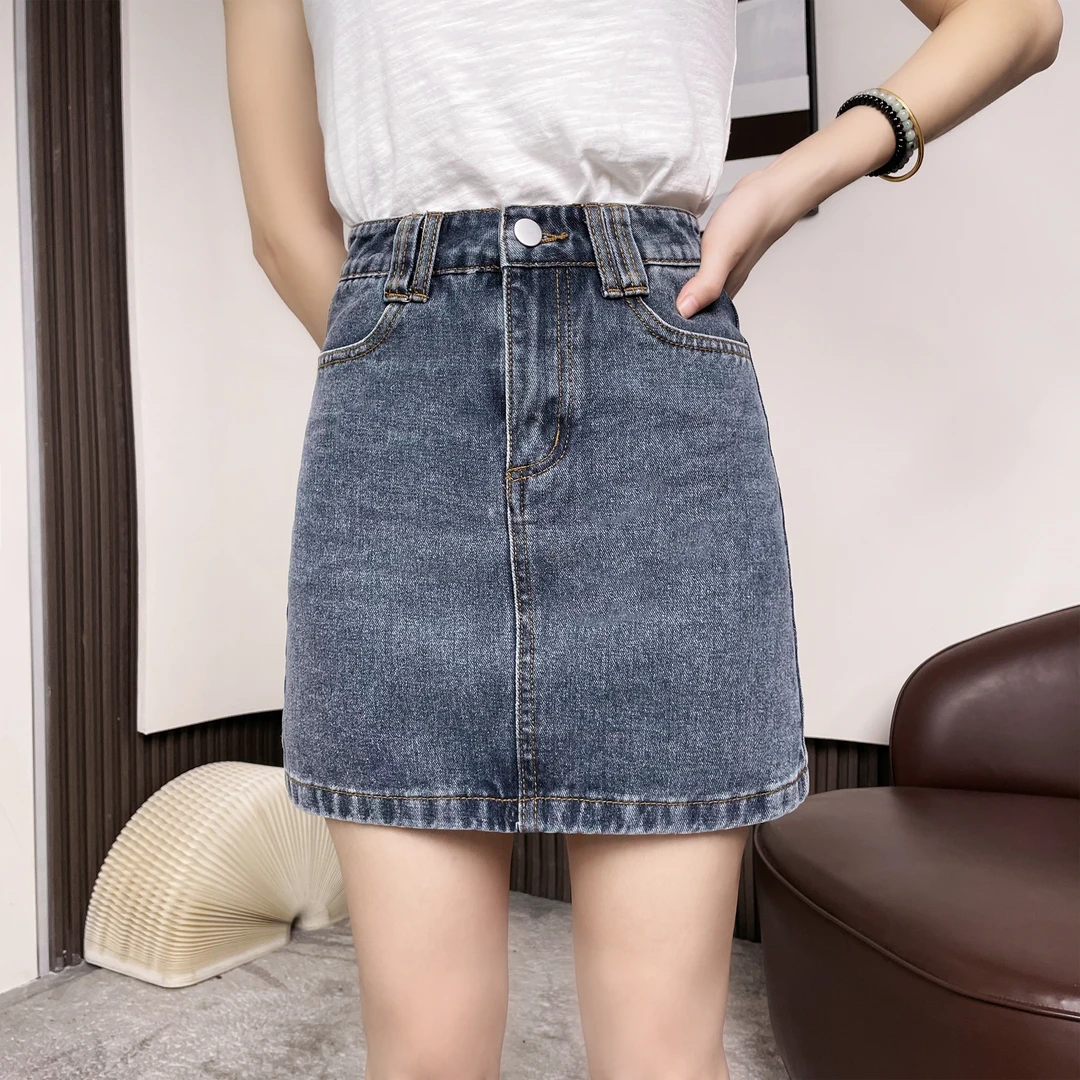 【现货+运费险】夏季新款复古短裙牛仔薄款半身裙百搭韩版高腰A字版
