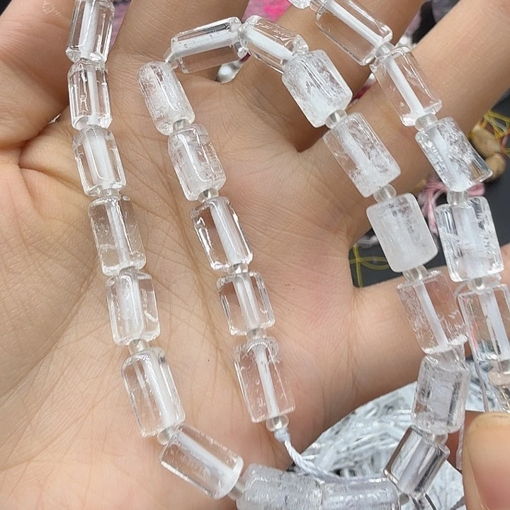 未镶嵌珠宝半成品水晶卡8×10白水晶柱形一条