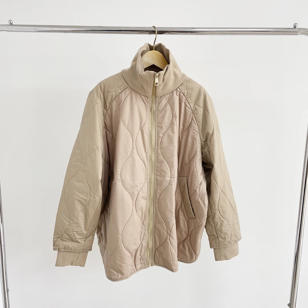 仓1-3 立领绗缝大摆下摆宽松棉衣