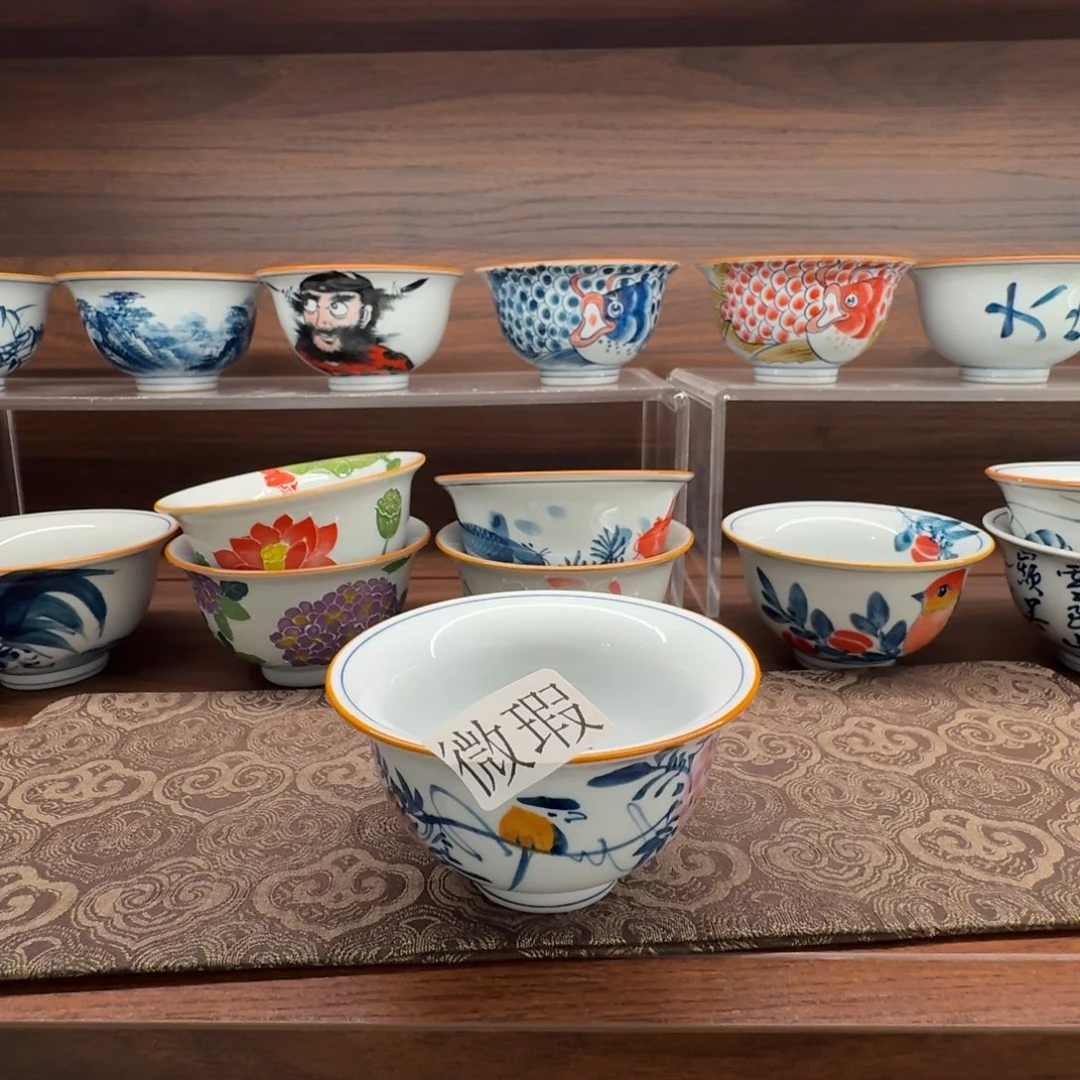 釉下手绘茶具微瑕