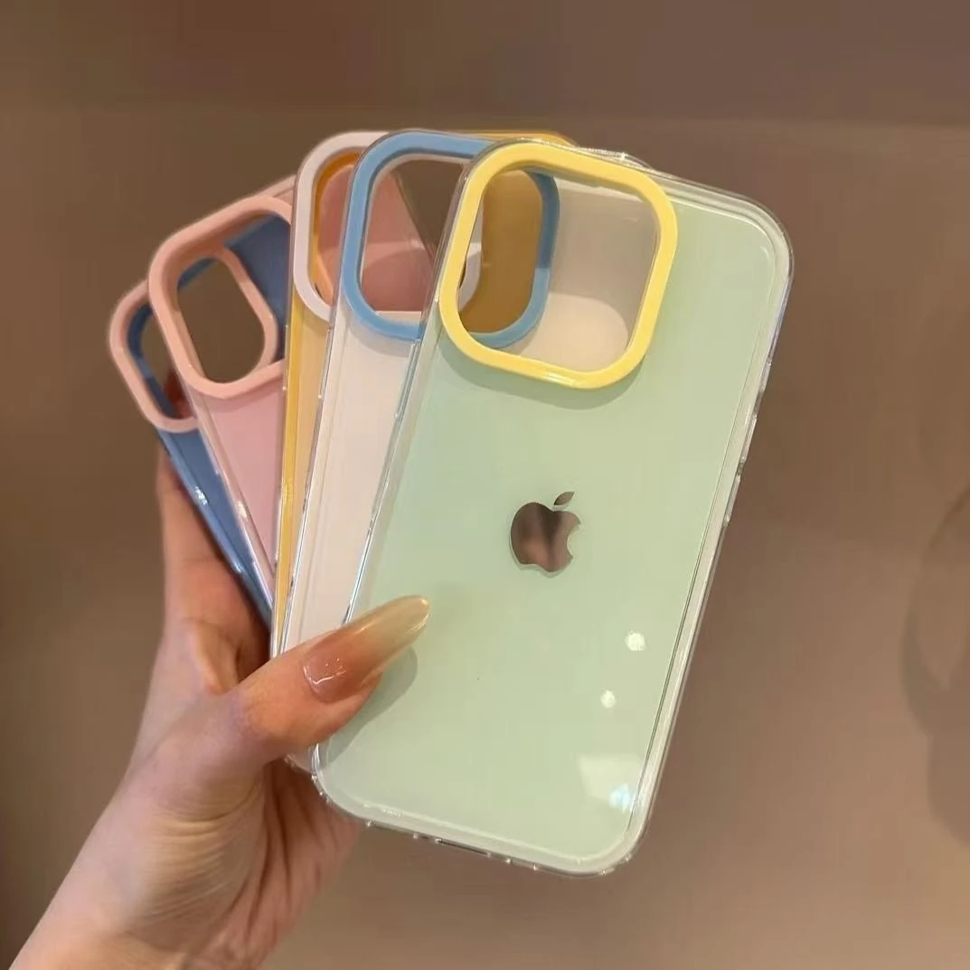 马卡龙简约纯色三合一适用苹果16promax手机壳15新款14果冻胶13软