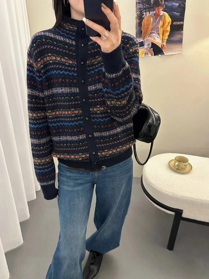 30新款秋冬费尔岛潮流休闲毛衣女装长袖百搭（不能高温水洗机洗）