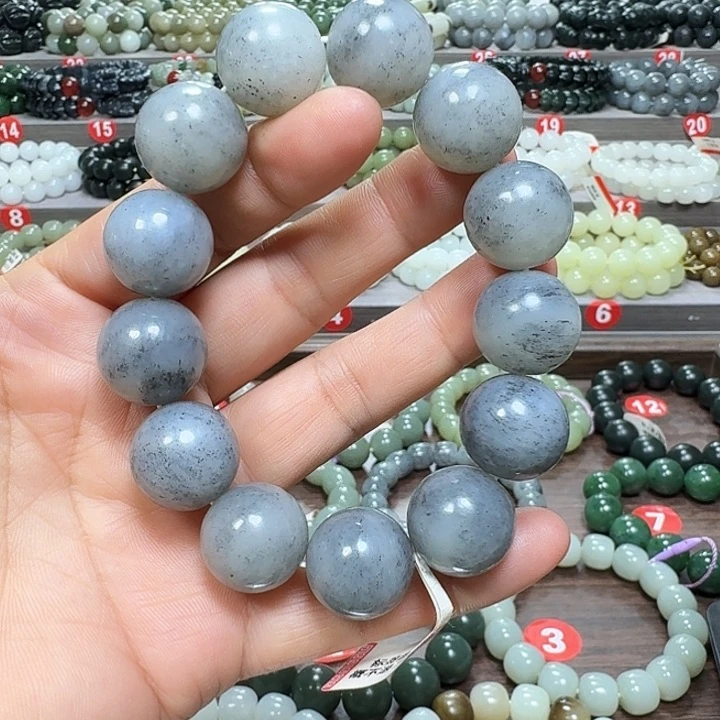 未镶嵌手链和田玉新疆青花卡18