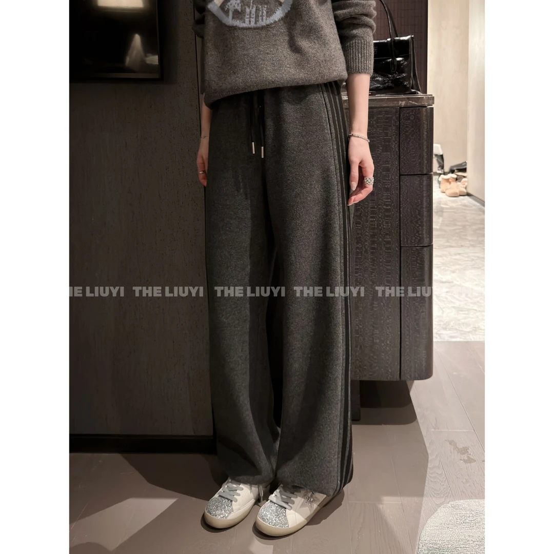 【LIUYI】校服裤～百搭冬季加绒加厚三条杠两穿卫裤51211A2