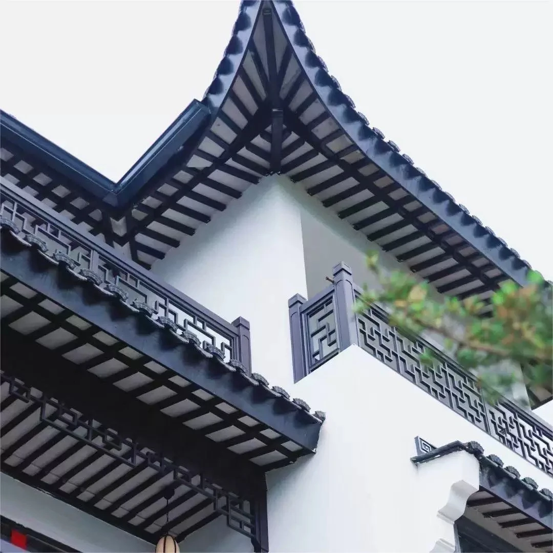 仿古苏式建筑铝合金代木构件飞檐荷包椽茶壶档封檐板连廊厂