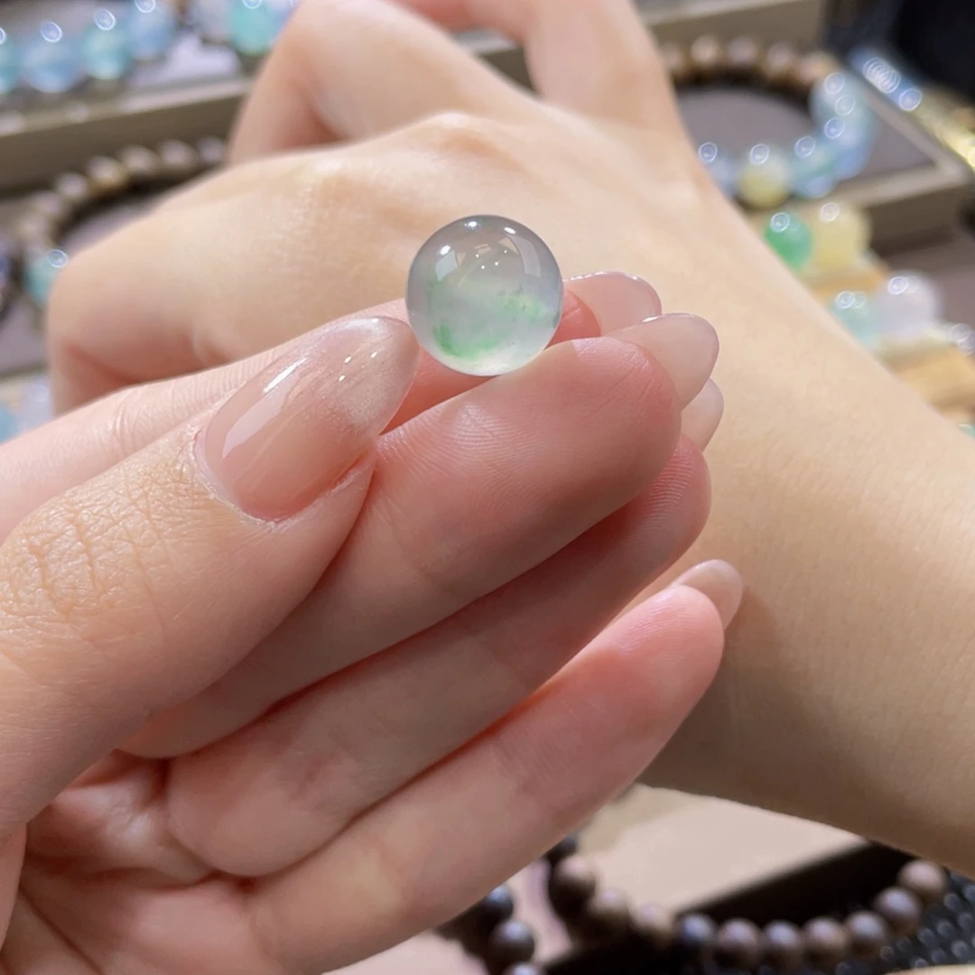 翡翠未镶嵌手链卡12.6冰咖飘绿