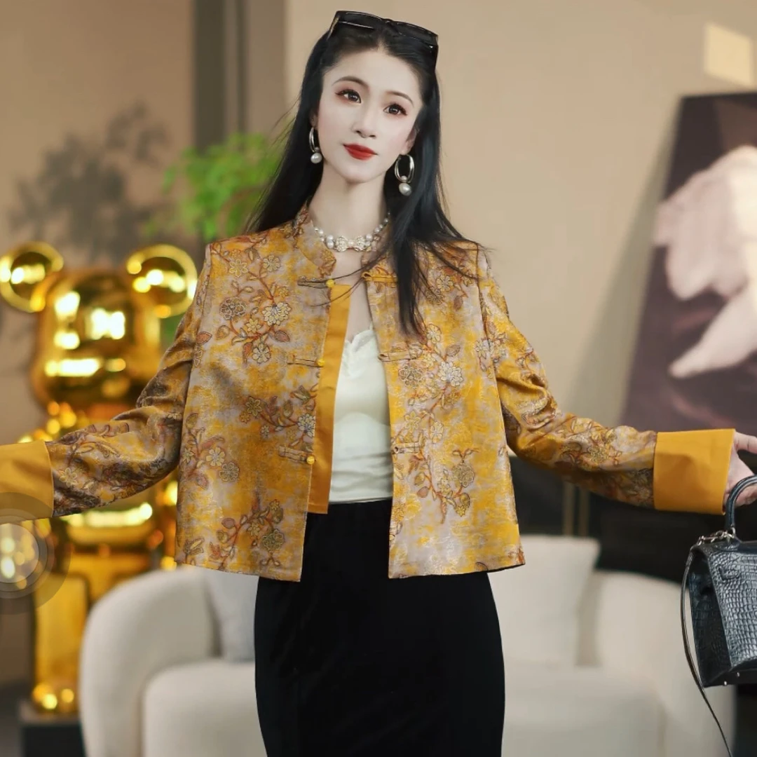 8014新国潮一字扣袖口拼接外套