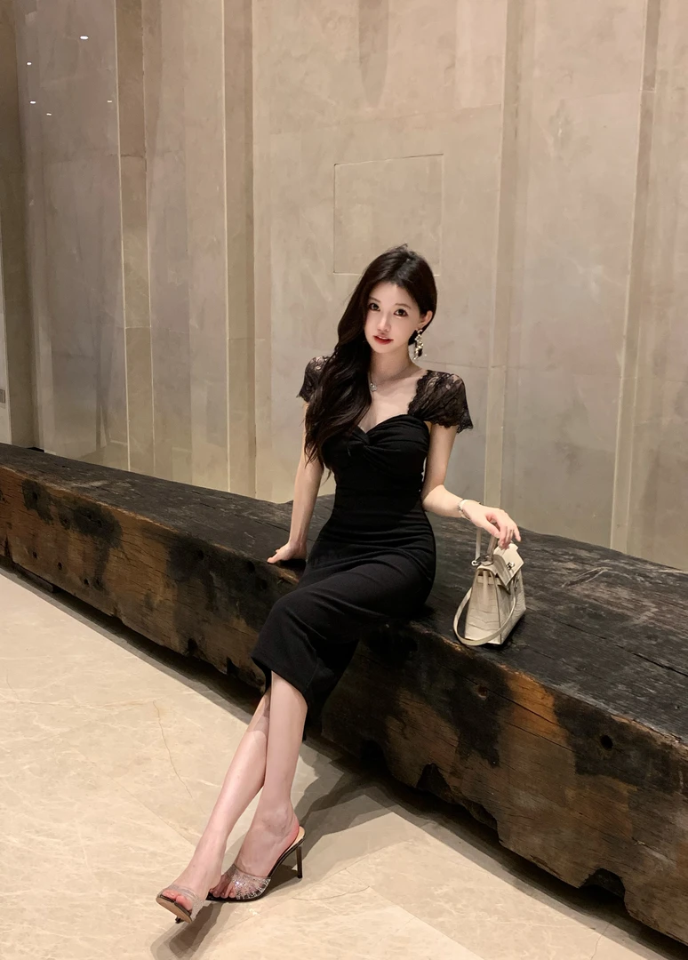 小岚同学「暮色晚香」「原创」法式时尚气质显瘦轻奢小众设计感连衣裙