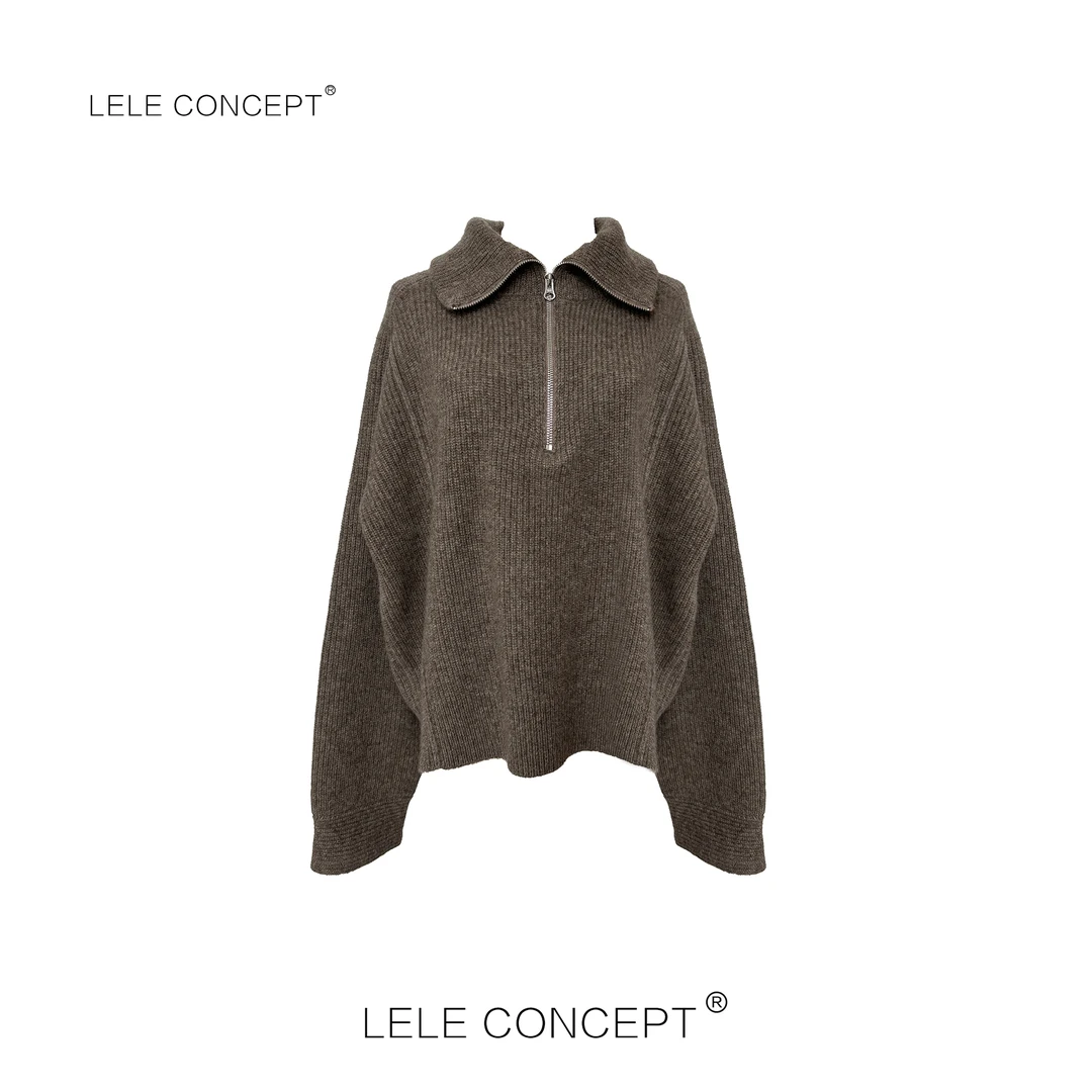 LELE CONCEPT丨「丽」时尚舒适休闲百搭款半拉链立领毛衣FA25D0050W