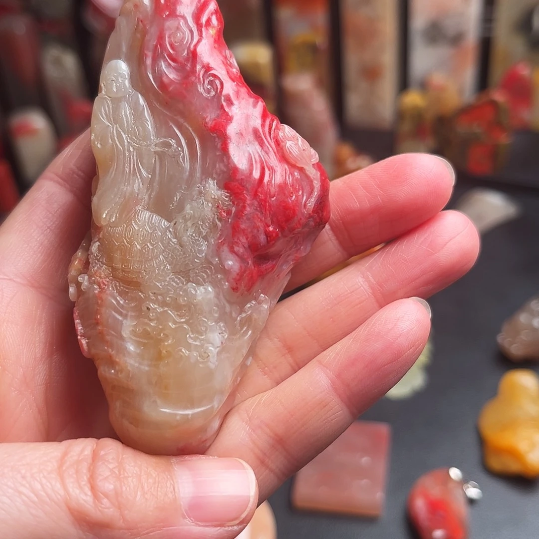 其他巴林石鸡血石摆件