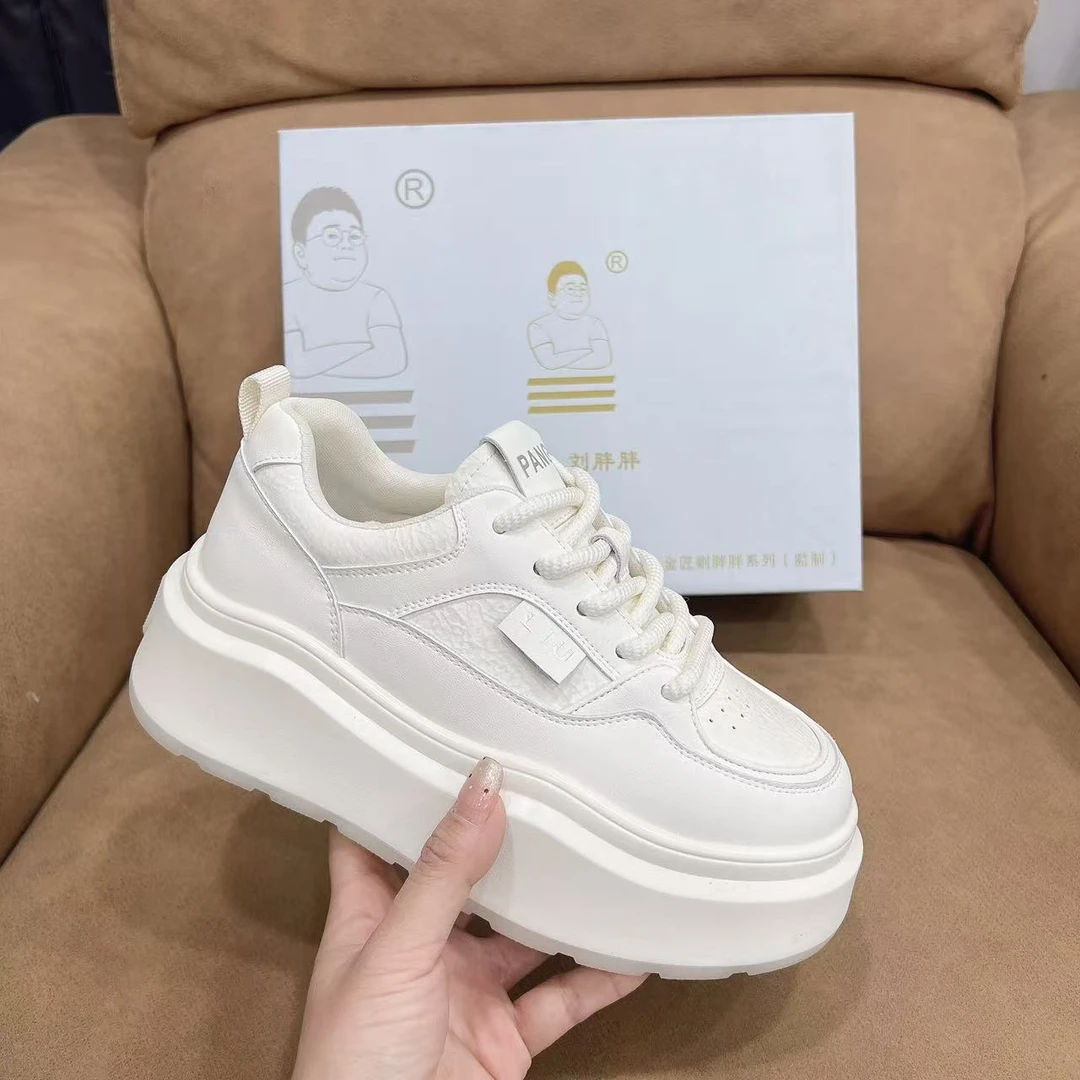 金匠11【单款】#刘胖胖7公分真皮松糕厚底轻软弹高端小白鞋
