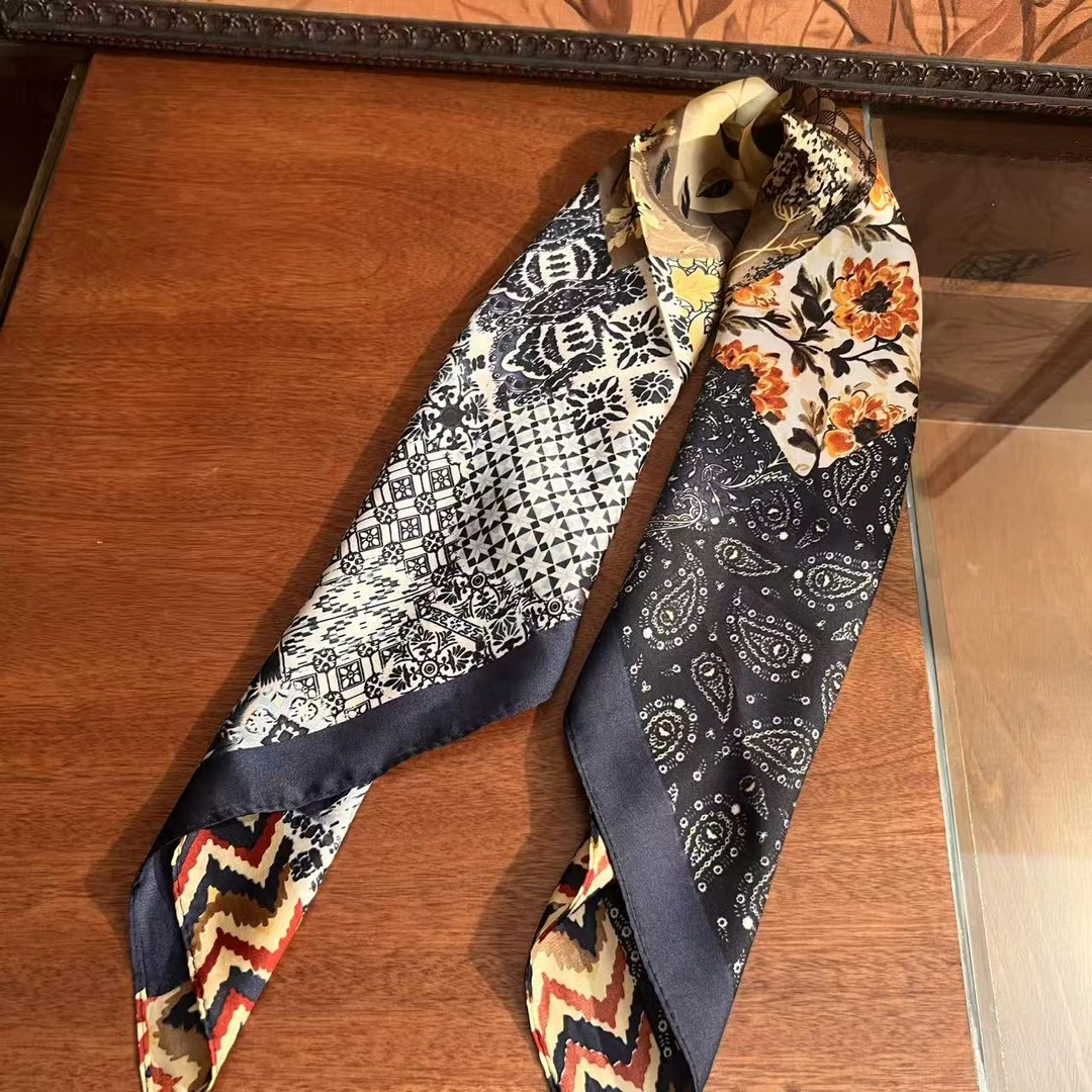 【民族彩纹】丽景缎70*70潮流嘻哈撞色丝巾