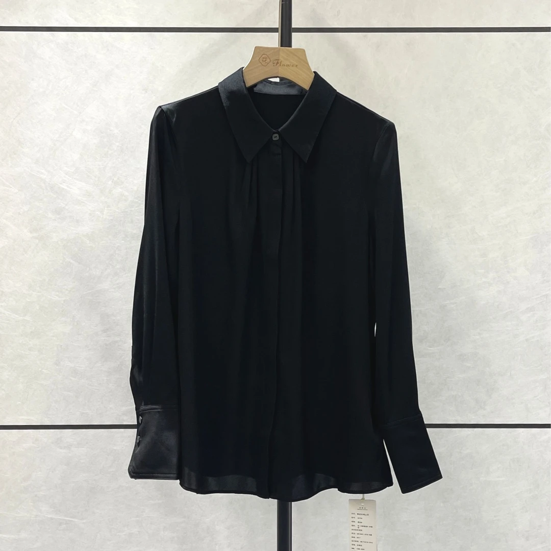 【森哥】25新款立领长袖黑衬衫上衣女装S5750