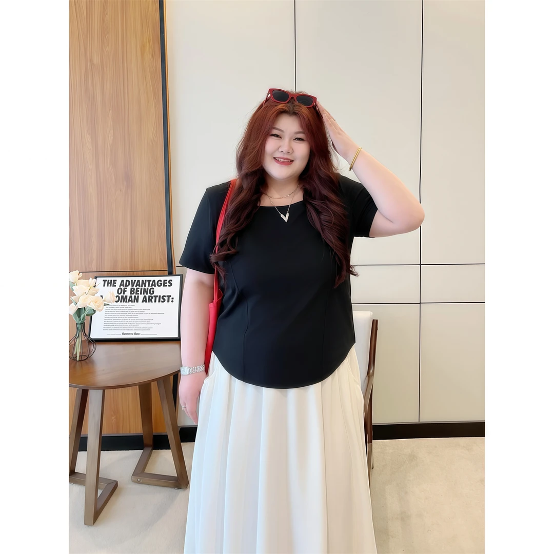 断码捡漏~暮色溶溶 / 结构修身款正肩T-6684胖mm200斤