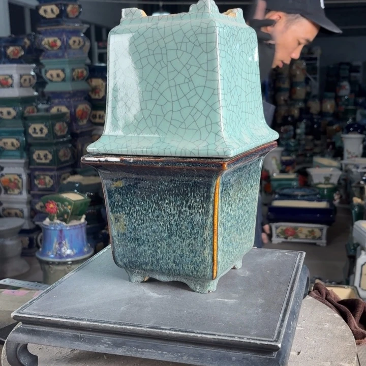 一风堂石湾花盆 内15*15高温裂瑕疵