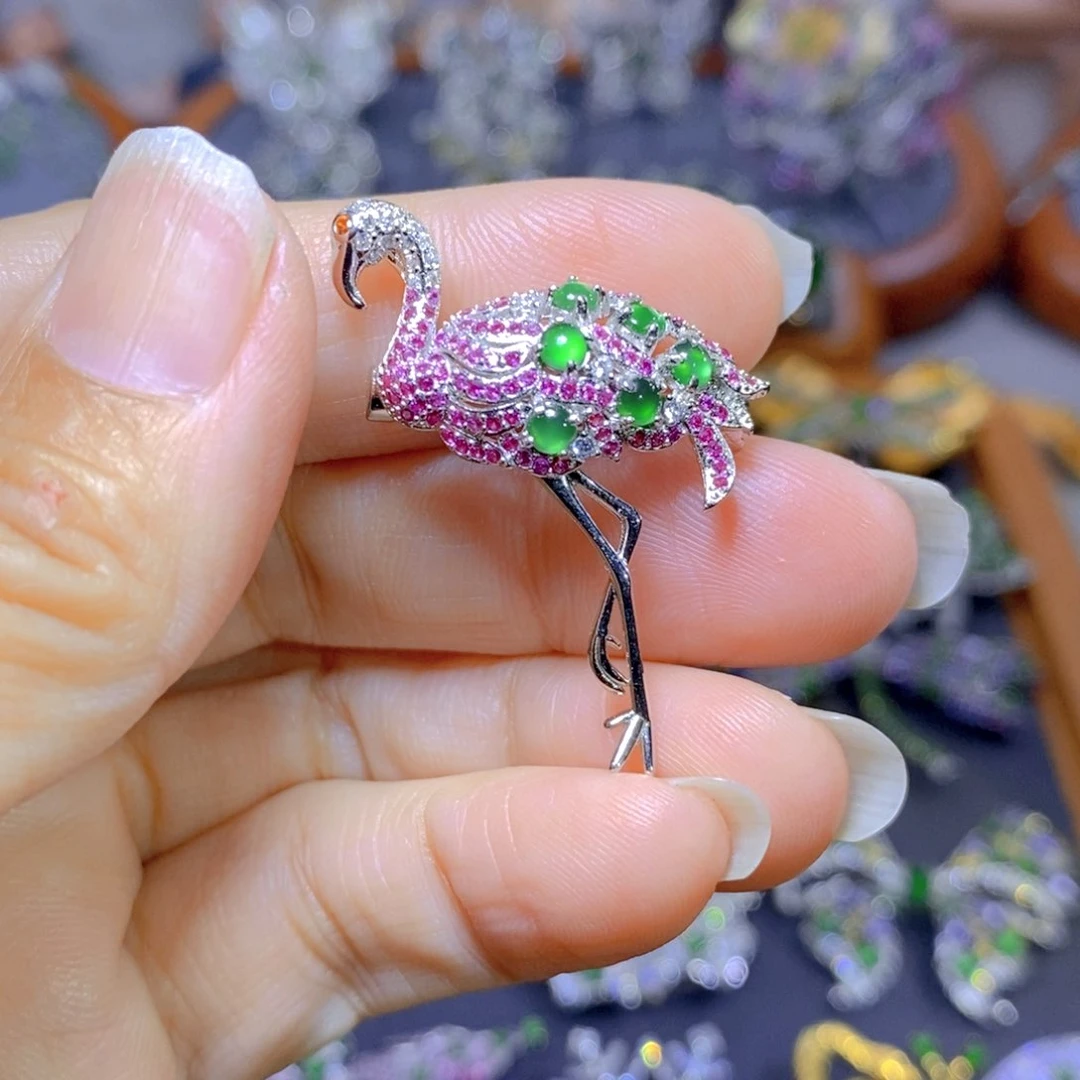 翡翠颈饰银S925镶嵌天然翡翠