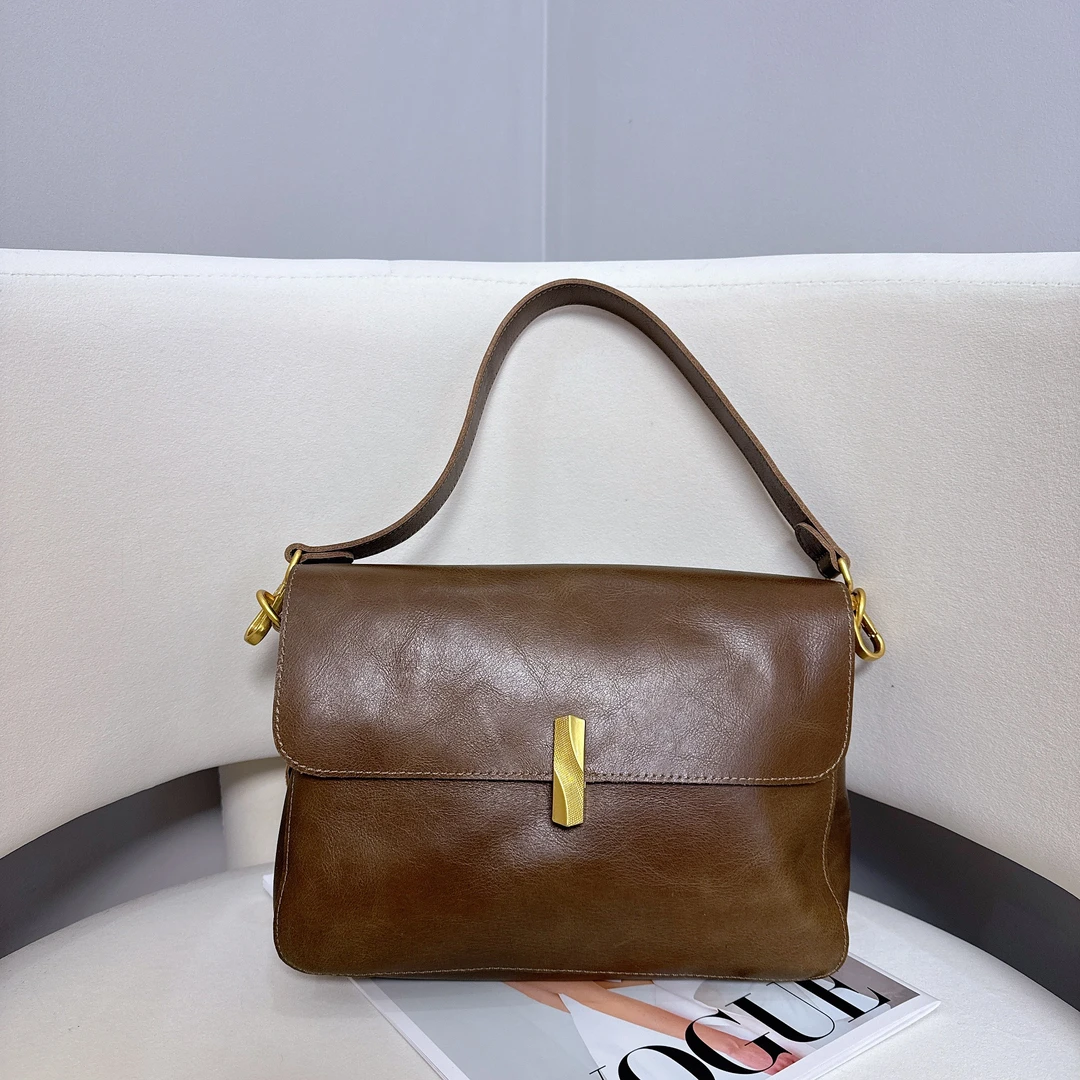 【佛罗伦萨】植鞣头层牛皮手提单肩斜跨真皮女包#B341