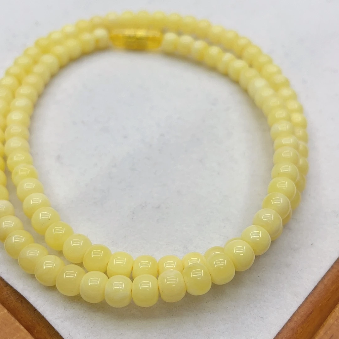 琥珀未镶嵌项链奶白精工老型项链