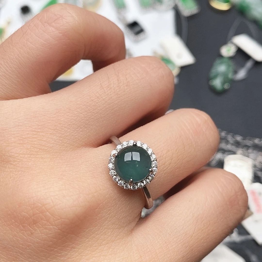 翡翠银S925镶嵌戒指