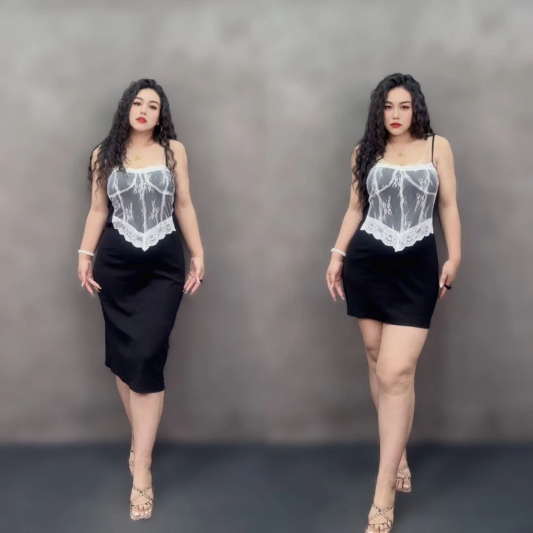 宋美人【在逃公主】大码女装新款时尚气质辣妹风收腰连衣裙