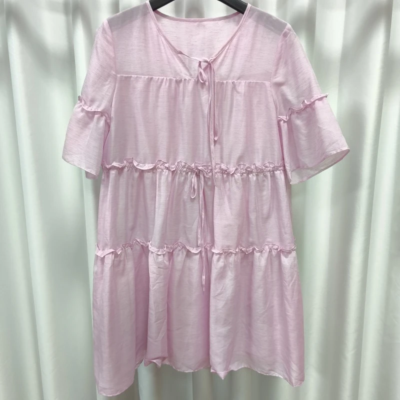 【三C・伊】Z096 女装夏宽松连衣裙粉色Y22210409L20