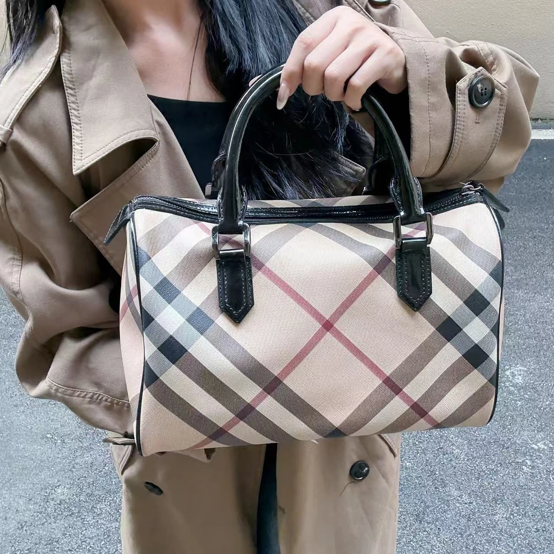 95新 BURBERRY/博柏利 95新burberry战马格纹手提波士顿98894446