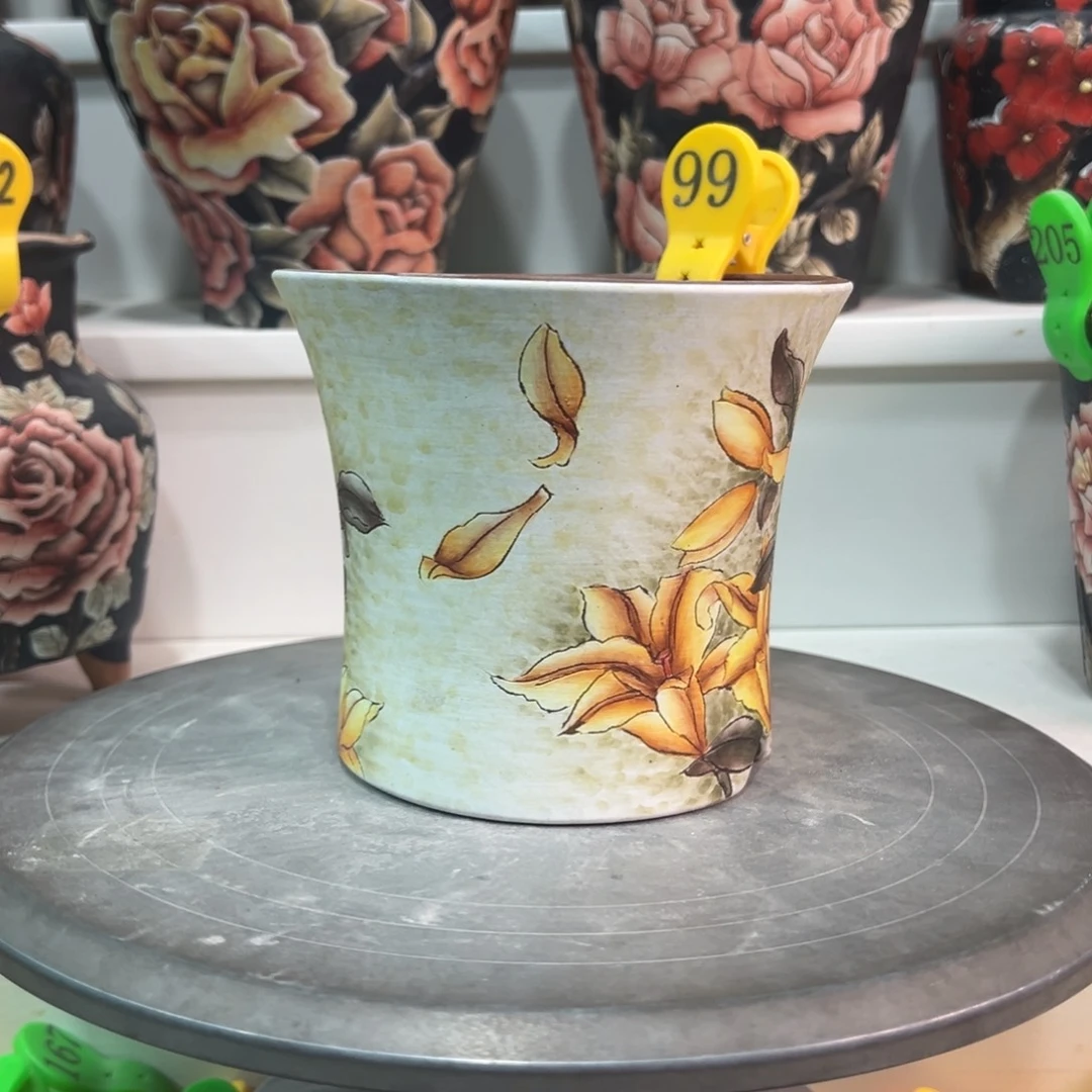 花盆紫砂手绘花盆99