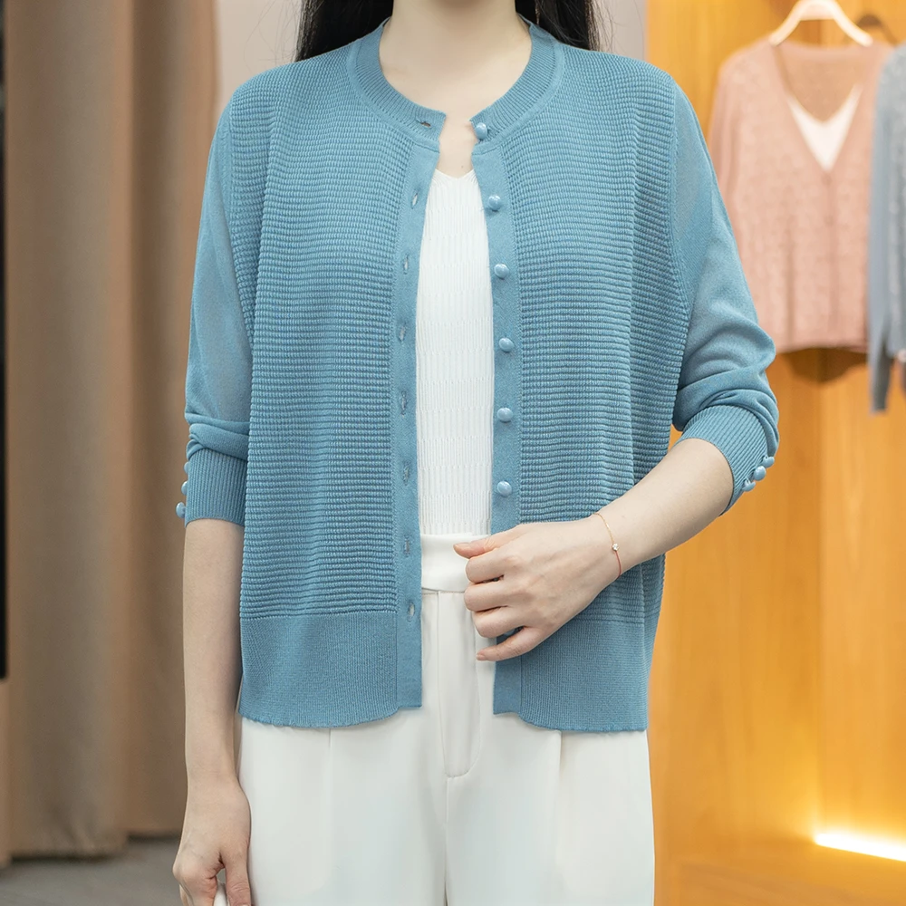 2025新款薄款简约长袖百搭宽松开衫短外套复古2503-119