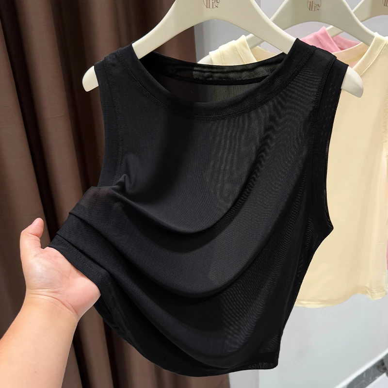 黑色无袖背心吊带2025夏季高级感清爽气质运动休闲风百搭外穿上衣