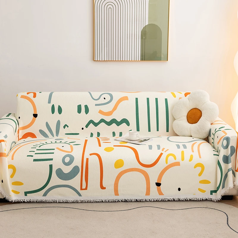 北欧懒人沙发巾四季通用全包万能套直排沙发垫罩盖毯防滑猫抓耐磨
