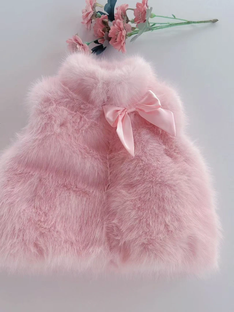 TC.KIDS#63573#福利款2025年秋冬新款可爱毛绒粉色加厚马甲 现货